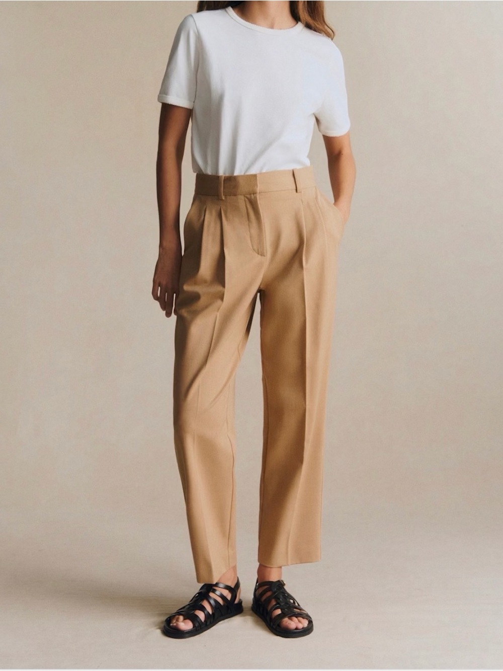 Sezane Romain Trousers Light Camel - Size 2